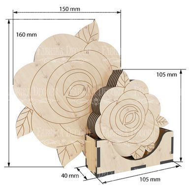 Подставки под горячее Розы №299, 4х10,5х10,5 см, МДФ, Fabrika Decoru
