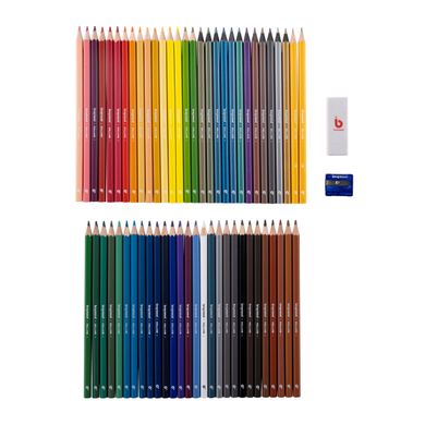 Набір кольорових олівців CREATIVE ARTISTS 58 штук, гумка, точилка, Bruynzeel