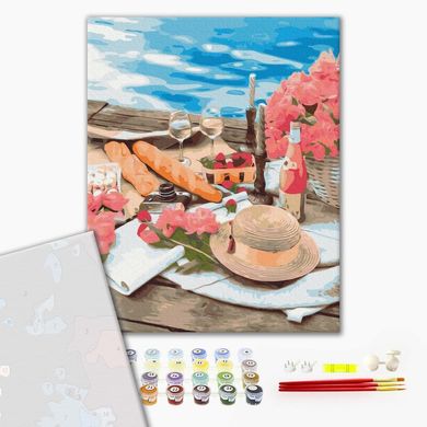 Картина по номерам с окрашенными сегментами Пикник рядом с морем, 40x50 см, Brushme