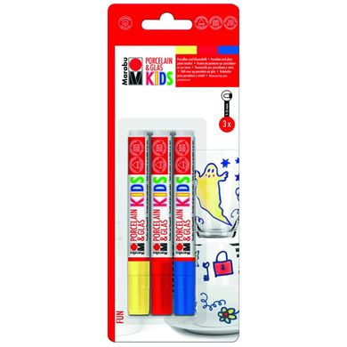 Дитячий набір маркерів для розпису скла та кераміки, 3 штуки, KiDS Porcelain & Glas, Marabu