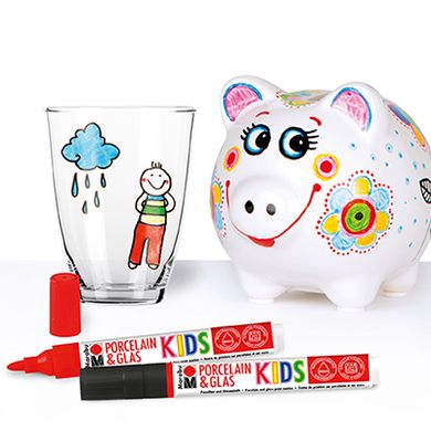 Дитячий набір маркерів для розпису скла та кераміки, 3 штуки, KiDS Porcelain & Glas, Marabu