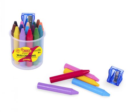 Набор цветных восковых карандашей JOVI 16 штук + стругачка