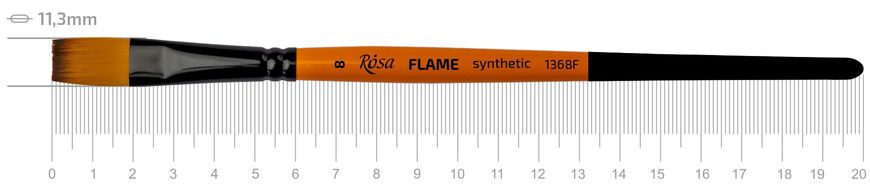 Кисть Flame 1368F, №8, cинтетика, плоская, короткая ручка, Rosa