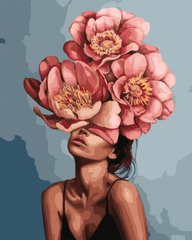 Картина за номерами Дівчина в квітучих півонії, 40х50 см, Brushme