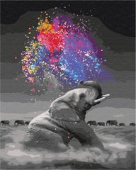 Картина по номерам Слон с яркими красками, 40х50 см, Brushme