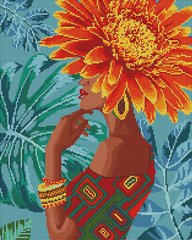 Алмазна мозаика Девушка - тропический цветок, 40x50 см, Brushme