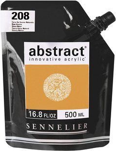 Краска акриловая Sennelier Abstract, Сиена натуральная №208, 500 мл, дой-пак