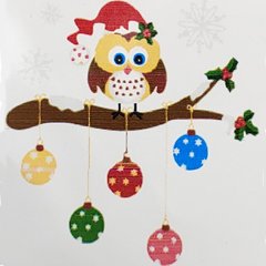 Картина за номерами Strateg Сова на дереві з новорічними шарами, 20х20 см, HH6330