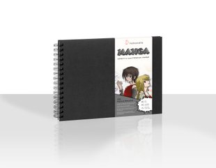 Скетчбук на спіралі Hahnemuhle Manga Layout & Illustration А5, 14,8х21 см, 80 г/м², 75 аркушів, альбомна орієнтація, Hahnemuhle