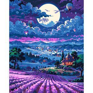Картина по номерам SANTI Закат и лаванда, 40x50 см, LED подсветка