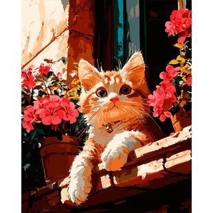 Картина за номерами SANTI Котик на вікні, 40x50 см
