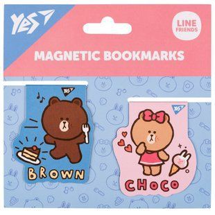 Набор закладок магнитных Line Friends Brown and Choco, 2 штуки, Yes