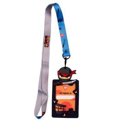 Бейдж силиконовый Ninja, 5,4х8,5 см, на ленте, Yes