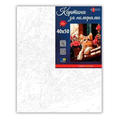 Картина за номерами SANTI Котик на вікні, 40x50 см
