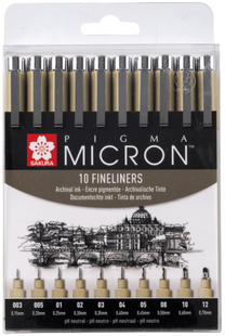 Набор лайнеров PIGMA Micron Черный, 10 штук, Sakura