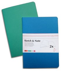 Набор блокнотов Sketch&Note А4, 21х29,7 см, 125 г/м², 2 штуки по 20 листов, синий, зеленый, Hahnemuhle