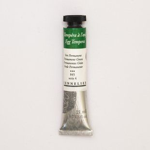 Темперная краска Sennelier, 21 мл, профессиональная, S4, основной зеленый, Permanent Green