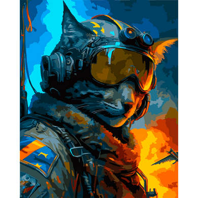 Картина по номерам Воинственный кот-призрак, © zubenko_ai_art, 40х50 см, Santi