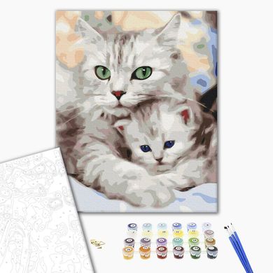Картина за номерами Мама кішка з котеням, 40х50 см, Brushme