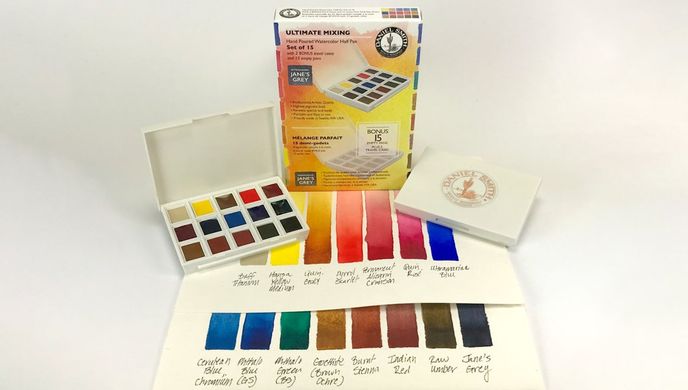 Набор акварельных красок Daniel Smith в полукюветах 15 цветов 1,8 мл Ultimate Mixing Half Pan