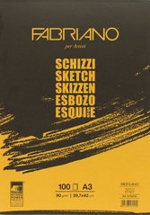 Альбом-склейка для ескізів Schizzi Sketch A3, 29,7x42 см, 90 г/м2, 100 аркушів, Fabriano