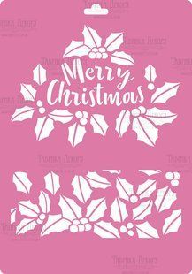 Трафарет багаторазовий Merry Christmas, гостролист, №238, XL, 21х30 см, Fabrika Decoru