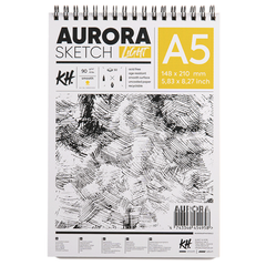 Альбом для эскизов на спирали А5, 14,8х21 см, 90 г/м2, белый, 50 листов, Aurora