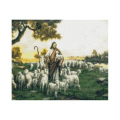 Алмазная мозаика Strateg ПРЕМИУМ Пастух со стадом овец 30х40 см HX042