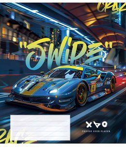 Зошит загальний Night racers, 36 аркушів у лінію, ВД обкладинка, Школярик