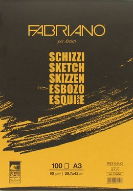 Альбом-склейка для эскизов Schizzi Sketch A3, 29,7x42 см, 90 г/м2, 100 листов, Fabriano