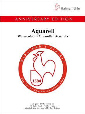Альбом-склейка акварельного паперу Anniversary Edition, 24x32 см, 425 г/м², СР, 15 аркушів, середнє зерно, Hahnemuhle