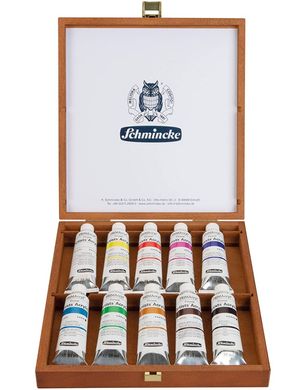 Набір акрилових фарб Schmincke PRIMAcryl в тубах 10 кольорів 35 мл в дерев'яній коробці
