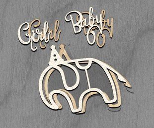 Заготовка для мега шейкера Слон Baby Girl, 15х15см, молочний, Fabrika Decoru