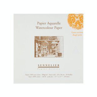 Блок для акварелі Sennelier, 20 аркушів, крупне зерно, 300 г/м, 30x30 см