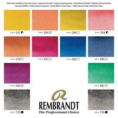 Набір акварельних фарб Rembrandt DUSK, 12 кювет, Royal Talens
