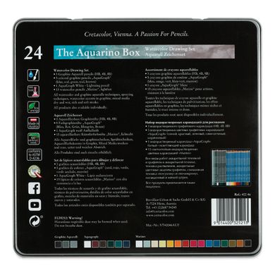 Набор водорастворимых карандашей THE AQUARINO BOX, металлическая коробка, 24 штуки, Cretacolor