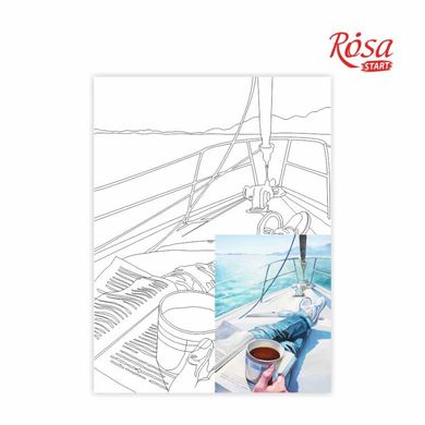Холст на картоне с контуром, Морские пейзажи №5, 30x40 см, хлопок, акрил, Rosa START