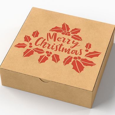 Трафарет багаторазовий Merry Christmas, гостролист, №238, XL, 21х30 см, Fabrika Decoru