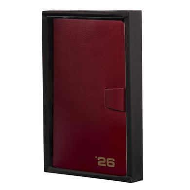 Щоденник датований 2026, 12х20 см, 352 сторінки, бордовий, м'який, Alpha, Leo Planner