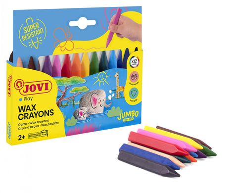 Набір кольорових воскових тригранних олівців JOVI JUMBO EASY GRIP 12 штук