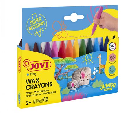 Набор цветных восковых трехгранных карандашей JOVI JUMBO EASY GRIP 12 штук
