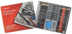Набір матеріалів для графіки Sketching Collection, металева коробка, 24 штуки, Derwent