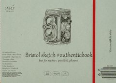 Альбом для ескізів Authentic Bristol, 24,5x17,6 см, 185 г/м2, 18 аркушів, білий, гладкий, Smiltainis