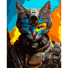 Картина по номерам Воинственный кот, © zubenko_ai_art, 40х50 см, Santi