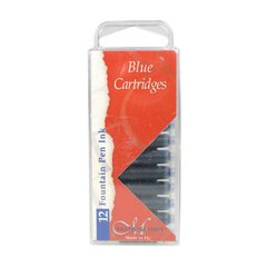 Набір картриджів з чорнилом для пір'яних ручок, 12 штук, синій, Manuscript