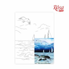 Полотно на картоні з контуром, Морські пейзажі №6, 30x40 см, бавовна, акрил, Rosa Start