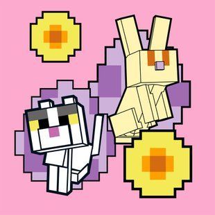 Картина за номерами Minecraft Кролик та котик, 25х25 см, Santi