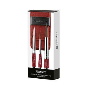 Набор кистей Escoda Red TRAVEL, 3 шт в чехле