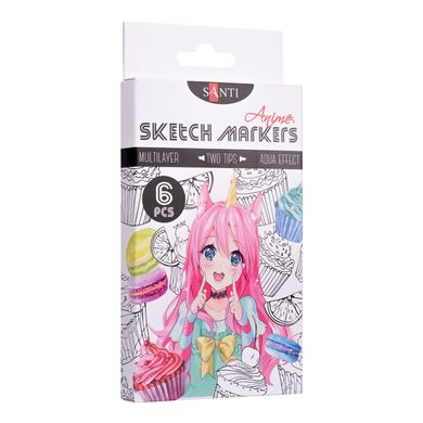 Набор маркеров SANTI Sketch, Anime, 6 штук