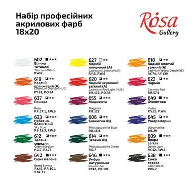 Набор акриловых красок, блистер, 18 штук, 20 мл туба, ROSA Gallery